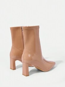 SheIn BIZ Stitched Detail Square Toe Women's Fashionable Ankle Boots
