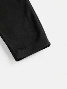 SHEIN LUNE 女款字母印花細節緹花腰帶緊身褲 - 黑色 - 查看 3