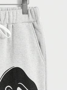 Manfinity Homme 男士骷髅印花拼色运动裤 - 黑與白 - 查看 4