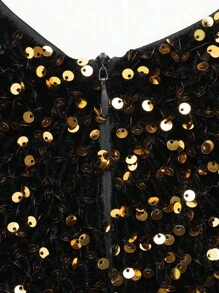 SHEIN Unity Faux Feather Hem Sequin Bodycon Tube Mini Dress - Black - View 7