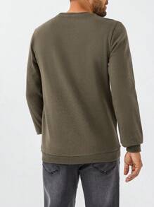 RueChic Men Horse Print Sweatshirt - Army Green - View 2