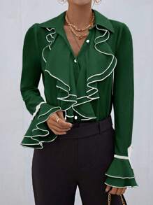 SHEIN Privé 荷葉邊荷葉袖襯衫