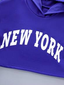 SHEIN Tween Girls' Letter Print Sweatshirt - Blue - View 5