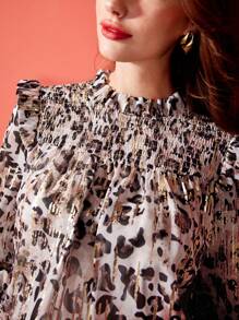 MOTF PREMIUM ALLOVER PRINT LANTERN SLEEVE DRESS