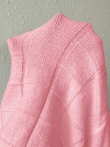 SHEIN Essnce 女士純色高領毛衣 - 粉色 - 查看 4