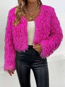 SHEIN Privé 女士開衫外套 - 玫紅色 - 查看 5