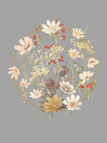 SHEIN LUNE Hình hoa Vòng cổ Tay áo dài Áo nỉ - Xám - Xem 3