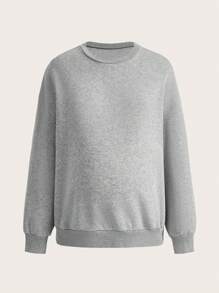 SHEIN Maternity Solid Color Fleece Sweatshirt (3pcs Set), For Winter - Multicolor - View 3