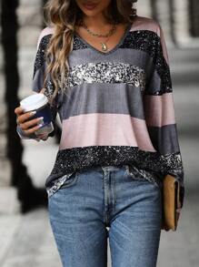 SHEIN LUNE Ladies' Stripe T-shirt - Multicolor - View 4