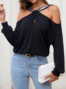 SHEIN Clasi 女士閃閃發光的T恤