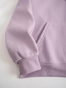 SHEIN EZwear 女士圖案印花圓領長袖運動衫 - 紫丁香色 - 查看 5