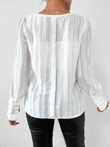 Chiquease Camisa De Manga Larga Para Mujer - Blanco - Ver 2