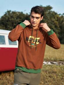 In My Nature Men's Letter Printed Hooded Outdoor Sweatshirt