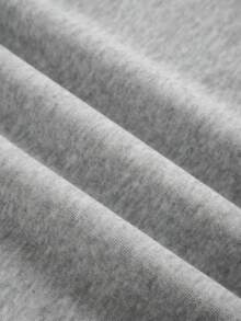 SHEIN LUNE Hình hoa Vòng cổ Tay áo dài Áo nỉ - Xám - Xem 5