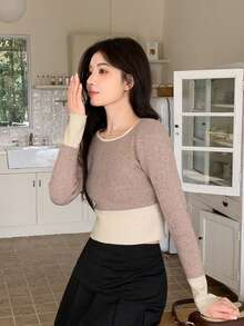 Dazy Star Women's Colorblock Sweater - Khaki - View 7