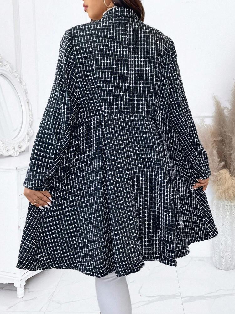 Women's Plus Size Plaid Peak Lapel Double Breasted Woolen Coat Fall Cloth For Women