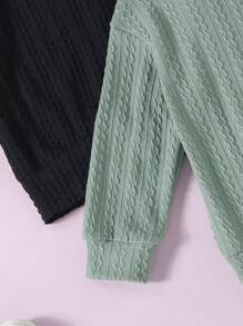 SHEIN Young Boys' Solid Color Turtleneck Knitted Sweatshirt - Multicolor - View 4