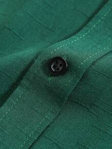 Manfinity Mode Men's Simple Slim Fit Long Sleeve Shirt - Dark Green - View 4