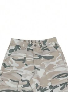 Manfinity EMRG Men's Camo Printed Cargo Pants With Side Flap Pocket - Khaki - View 4