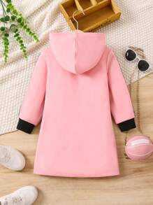 SHEIN Nhỏ bé Cô gái áo có mũ Vá lại Áo nỉ - Nhiều màu - Xem 2