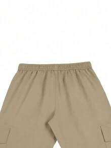 Claim Dot Calça Cargo Casual Masculina de Cor Sólida com Bolso de Aba, Calça Longa Folgada Cáqui com Cordão, Presente para Marido e Namorado - Caqui - Visão 5