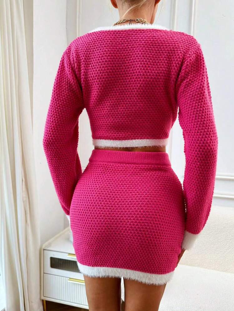 Women's Wrap Sweater And Knitted Skirt Set Fall Cloth For Women