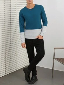 RueChic Nam Đơn giản Khối màu Vòng cổ Áo nỉ - Nhiều màu - Xem 5