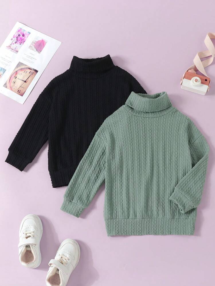 Young Boys' Solid Color Turtleneck Knitted Sweatshirt