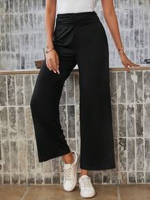 SHEIN LUNE Women's Wide Leg Pants - Black - View 2