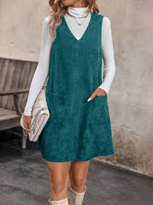 SHEIN LUNE 女式雙口袋背帶裙