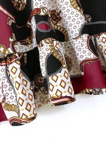 SHEIN Clasi Plus-size Chain & Geometric Printed Tie-neck Ruffle Hem Dress - Multicolor - View 4