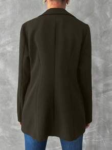 EURMUSE Ladies' Solid Color Suit Jacket - Khaki - View 2
