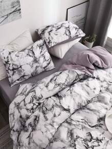 Marble Pattern Duvet Cover Set Without Filler - Multicolor - View 6