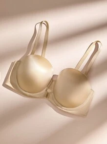 LUVLETTE Plus Dream Curve Support + Strapless Satin Push-Up Bra T-Shirt Basic Half Bra - Apricot - View 10