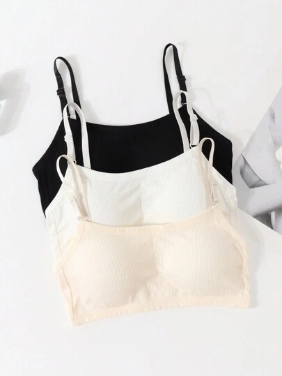 青少女舒適純色背心套裝,3入組