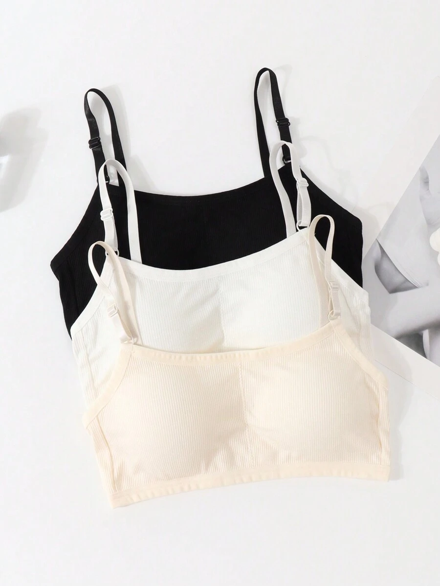 青少女舒適純色背心套裝,3入組