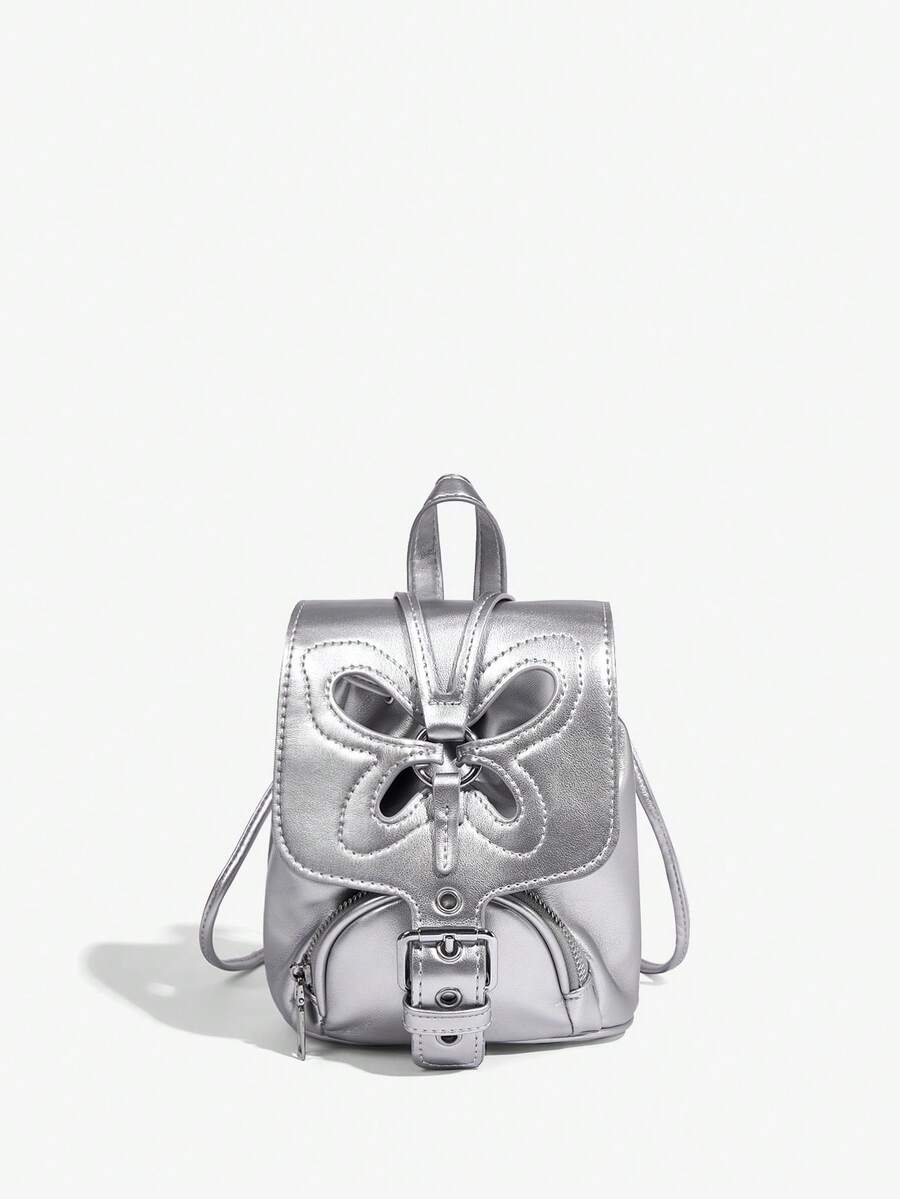 SHEIN ICON Mochila Mini De Moda Para Mujer - Plateado - Ver 1