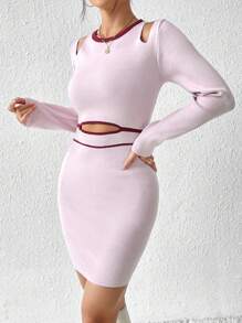 Lunelith SHEIN Lunessa Vestido Tipo Suéter Ajustado Y Hueco Para Mujer