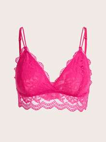 بكيني مزين بالدانتيل الأزهار، ملابس داخلية جذابة - روز أحمر - مشاهدة 1