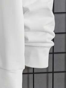 Manfinity RebelGame Men's Skull & Playing Card Print Oversize Hooded Sweatshirt - White - View 3