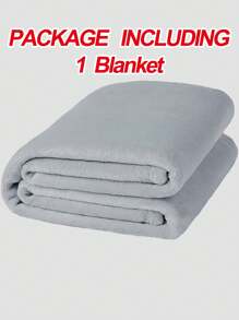 1pc Plain Color Blanket, Grey Simple Throw Blanket, Soft Sleeping Blanket For Household - Grey - View 4