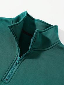 Green Drawstring Plus Size Sweatshirt - Dark Green - View 5