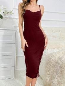 女士露背高开衩睡裙 睡衣裙