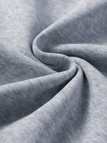 SHEIN EZwear 女式卡通印花连帽运动衫，配有抽绳和保暖内衬 - 淺灰色 - 查看 8