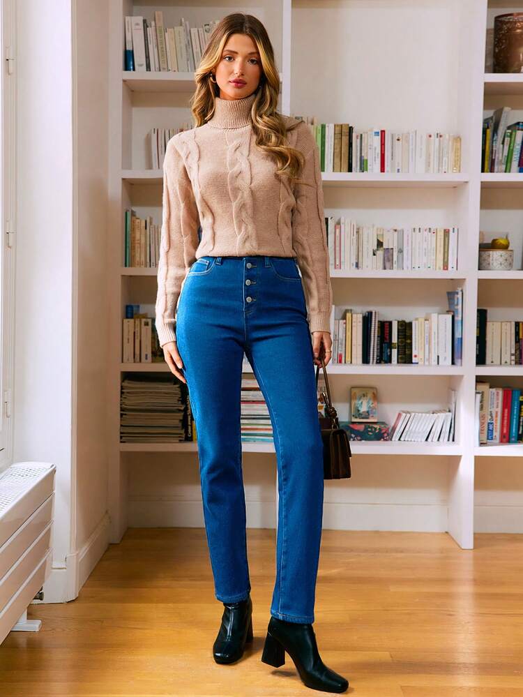Button Fly Skinny Jeans