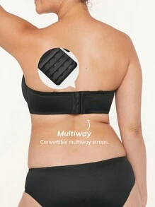 LUVLETTE Dream Curve Support + Strapless Satin Push-Up Bra T-Shirt Black Half Bra - Black - View 8