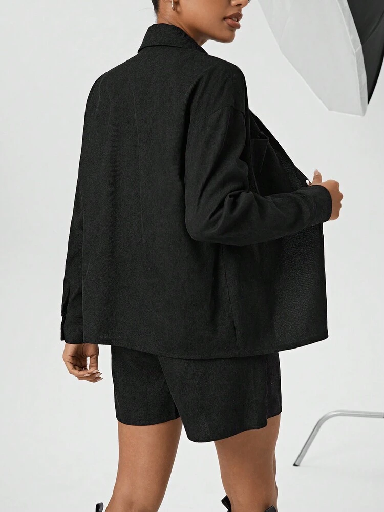 2pcs Corduroy Shirt Set