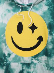 Men's Cartoon Printed Kangaroo Pocket Drawstring Hoodie And Sweatpants Set - Multicolor - View 6