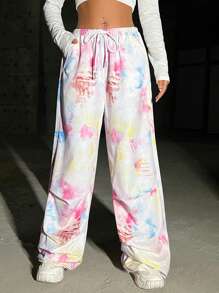 SHEIN Coolane Nhiều màu Nhuộm buộc Cái dù bay Quần Cargo - Nhiều màu - Xem 3