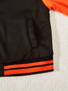 女孩字母印花條紋棒球夾克 - 彩色 - 查看 4